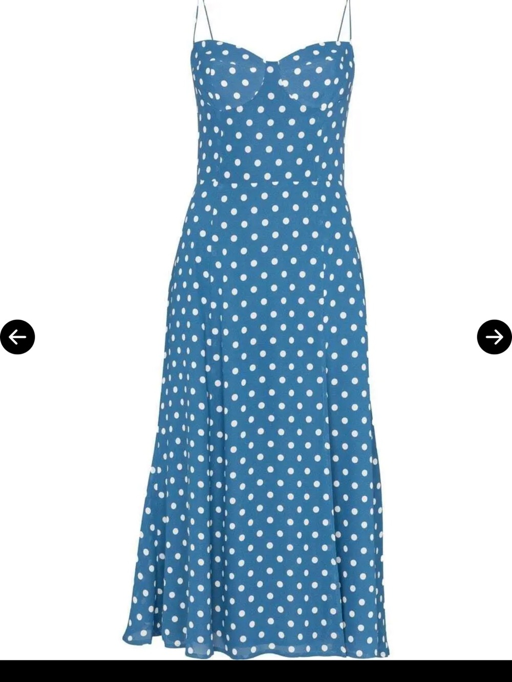 Blue Polka Dot Spaghetti-Strap Midi Dress